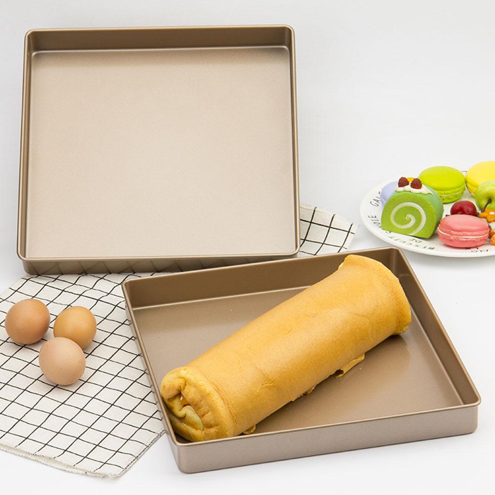 28x28x3cm Zlatá Hliníková Slitina Čtvercový Tvar Nepřilnavý Pečicí Plech Plech na Chléb Pizzu Pečicí Nástroj