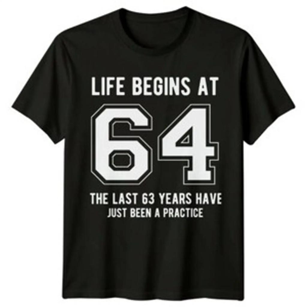 Life Begins At 64 64th Birthday Herren T Shirt Daunisex Grafik Top Vintage Soft Top For Everyday Wear Designer Clothes