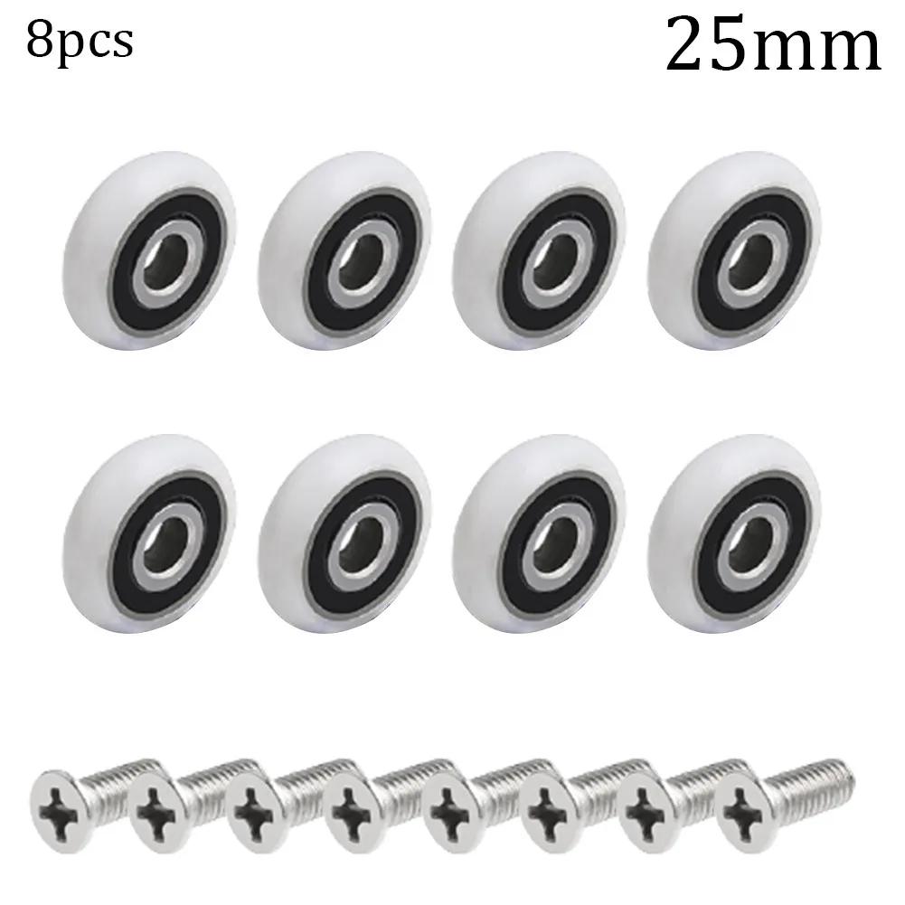 8Pcs Shower Glass Sliding Door Roller Replacement Shower Door Roller Runner Wheels 19/23/25mm Wheel Cabinet Pulley Hardware