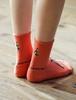 go slow caravan Quarter Socks with Pile Jacquard Embroidery (L, Coral)