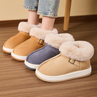 Cross-border Foreign Trade Wholesale Big Hair Mouth Home Cotton Shoes Autumn and Winter Couple Bag Heel Thick-soled Non-slip Outer Cotton Slippers
