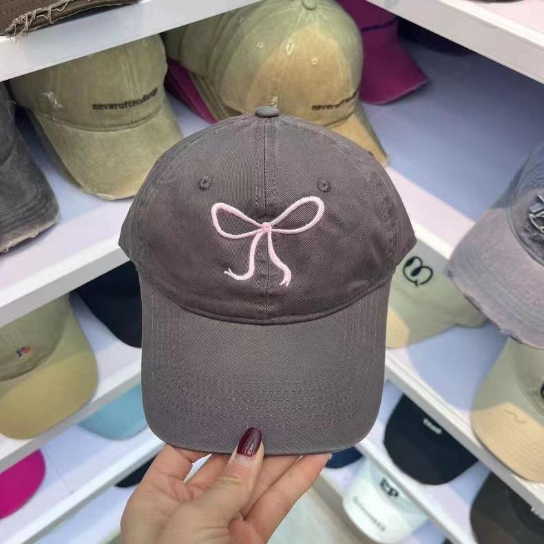 Wind sweet embroidery bow baseball cap children spring and summer versatile sunshade sunscreen cap