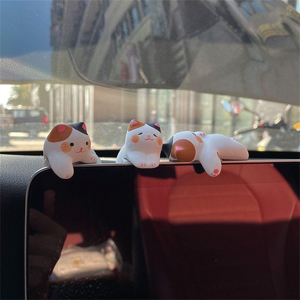 3pcs /set Collectible Kitten Car Ornaments Handmad Pet Cat Landscape Decoration  Desktop Decorative