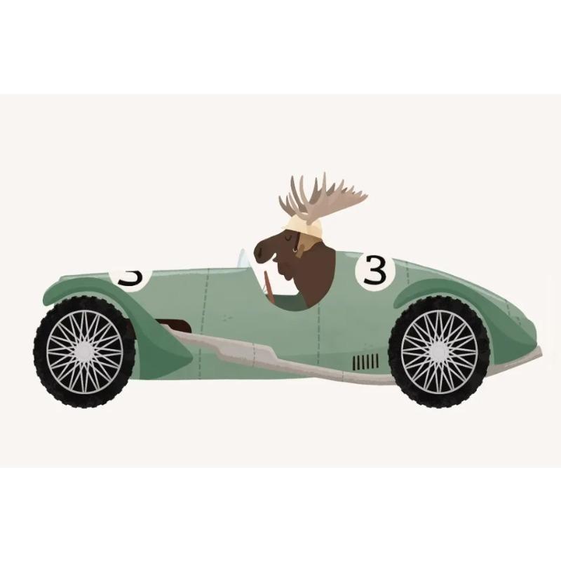 Animals On Cars Cartoon Posters Elephant Giraffe Raccoon Canvas Printing Wall Art Picture for Nursery Living Room Home Deco Gift