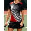 Women's Sports Short-sleeved T-shirt, Summer Fashion Gradient Contrasting Geometric Print Crew Neck Sweatshirt