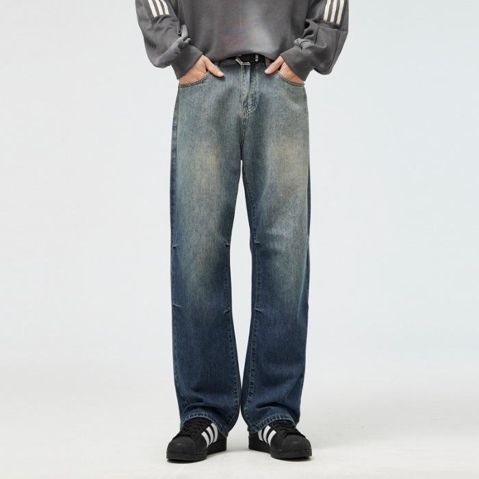 

Новые градиентные синие широкие прямые джинсы для мужской ретро-прямой базовой простой и универсальной модели 38 синий