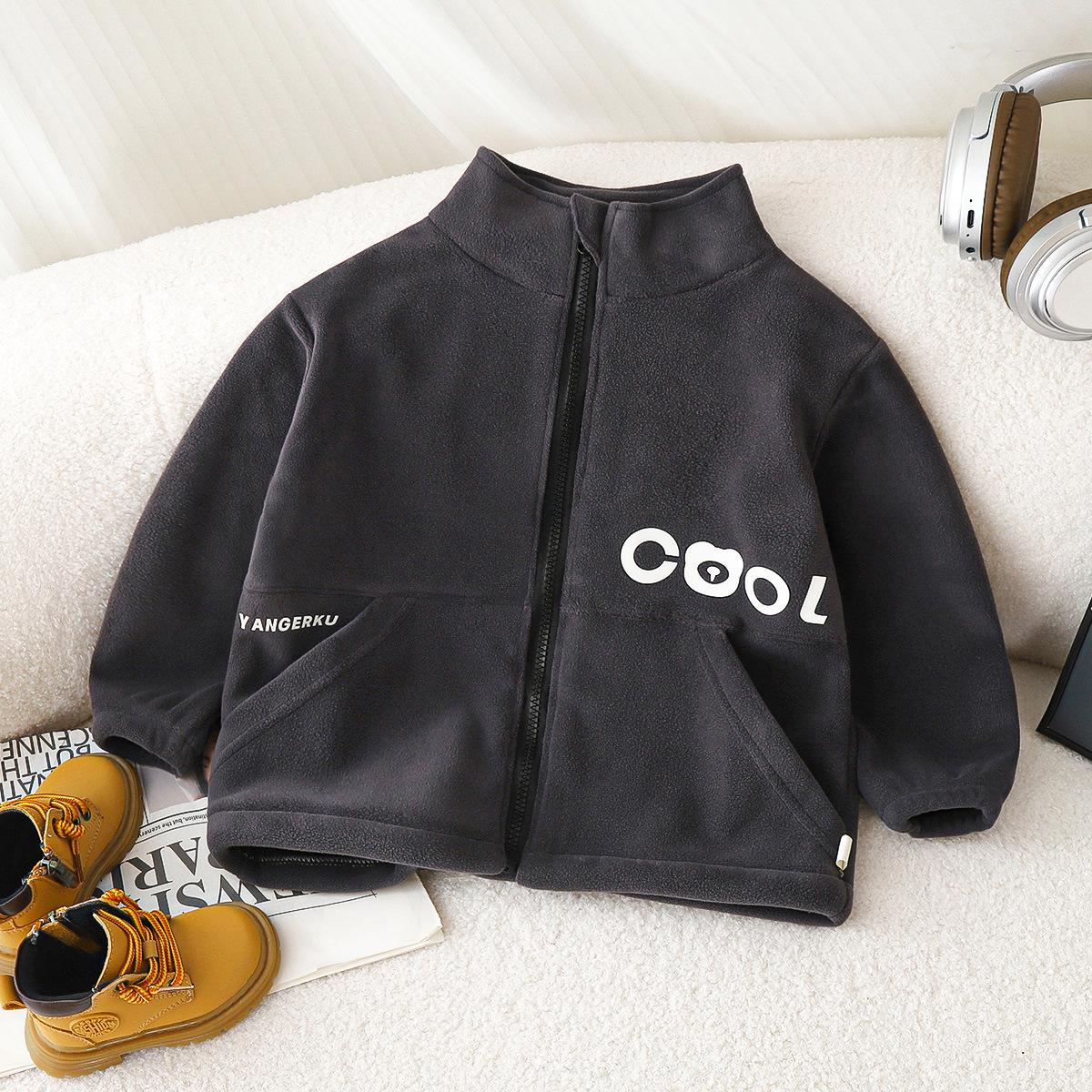 

Осенняя детская двухсторонняя толстая куртка со стойкой 110 cm серый