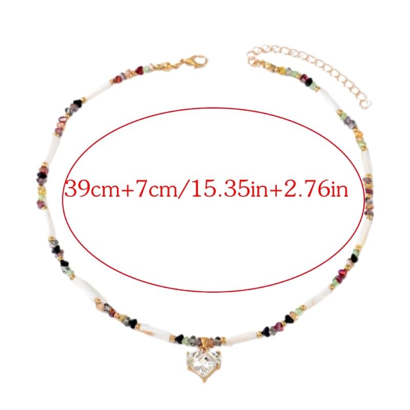 Bohemian Elegant Adjustable Heart Pendant Clavicle Necklace With Imitation Pearls For Women Girls Jewelry Gift