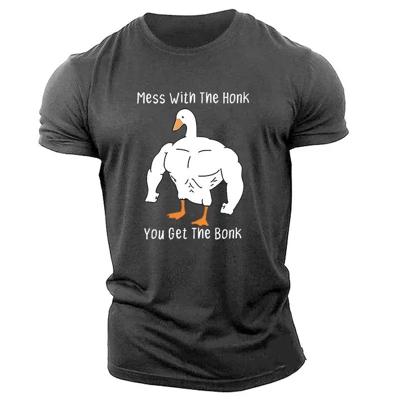 You Get The Bonk Humor Men Cotton T Shirt Men Causal O-neck Cartoon Murder Goose Kawaii T-shirts Male Classical Top Men Clothing