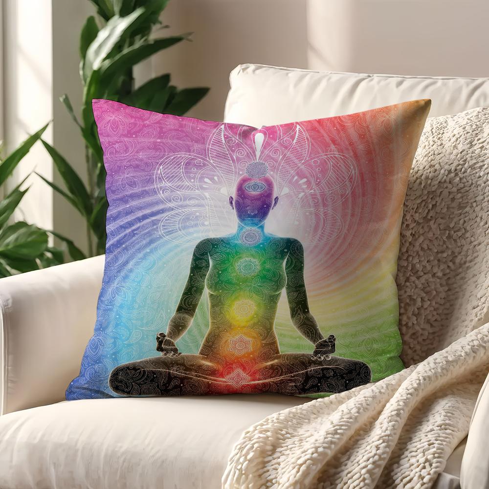 Lotus Seven Chakra Yoga Meditation cushion cover For Pillow Printing Sofa Decoration Home Car Room Shop Office Nordic Simplicity