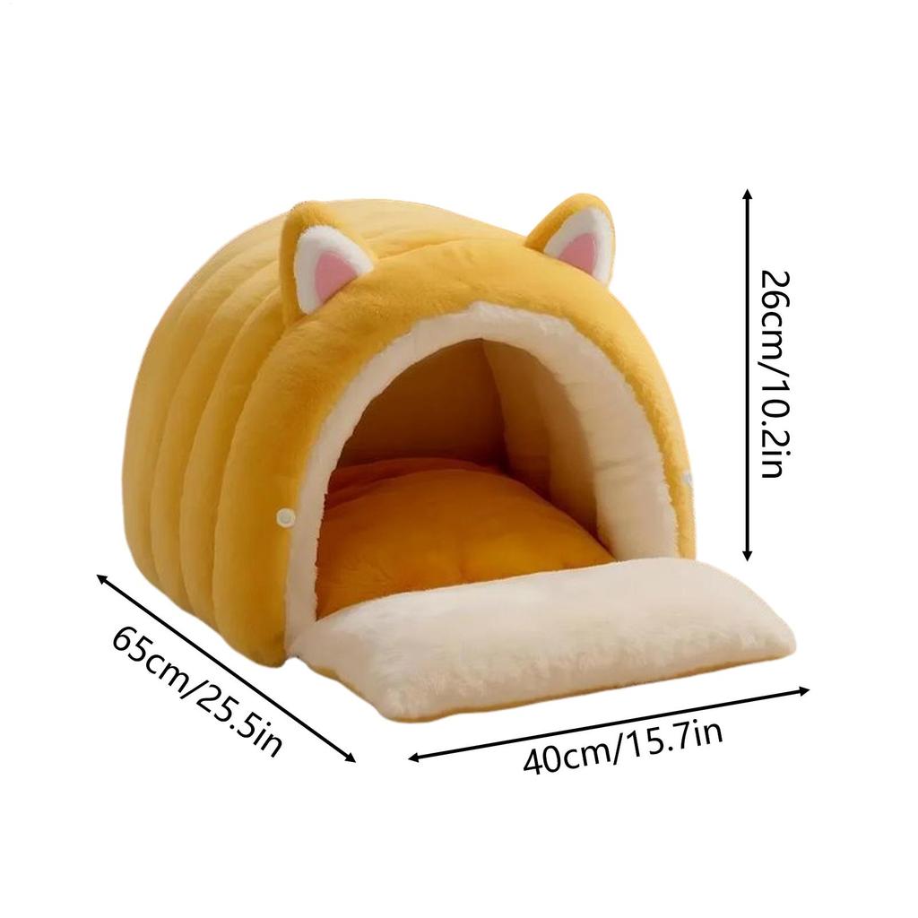Kitten Bed Dome Shape Winter Pet Hideaway Foldable Pet Cat House For Animal Kittens Indoor Bedroom Balcony Apartment Home