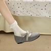 French Fairy Suede Square Head Single Shoes Female Spring and Autumn 2025 New Bow Commuter Flat Mary Jane Shoes