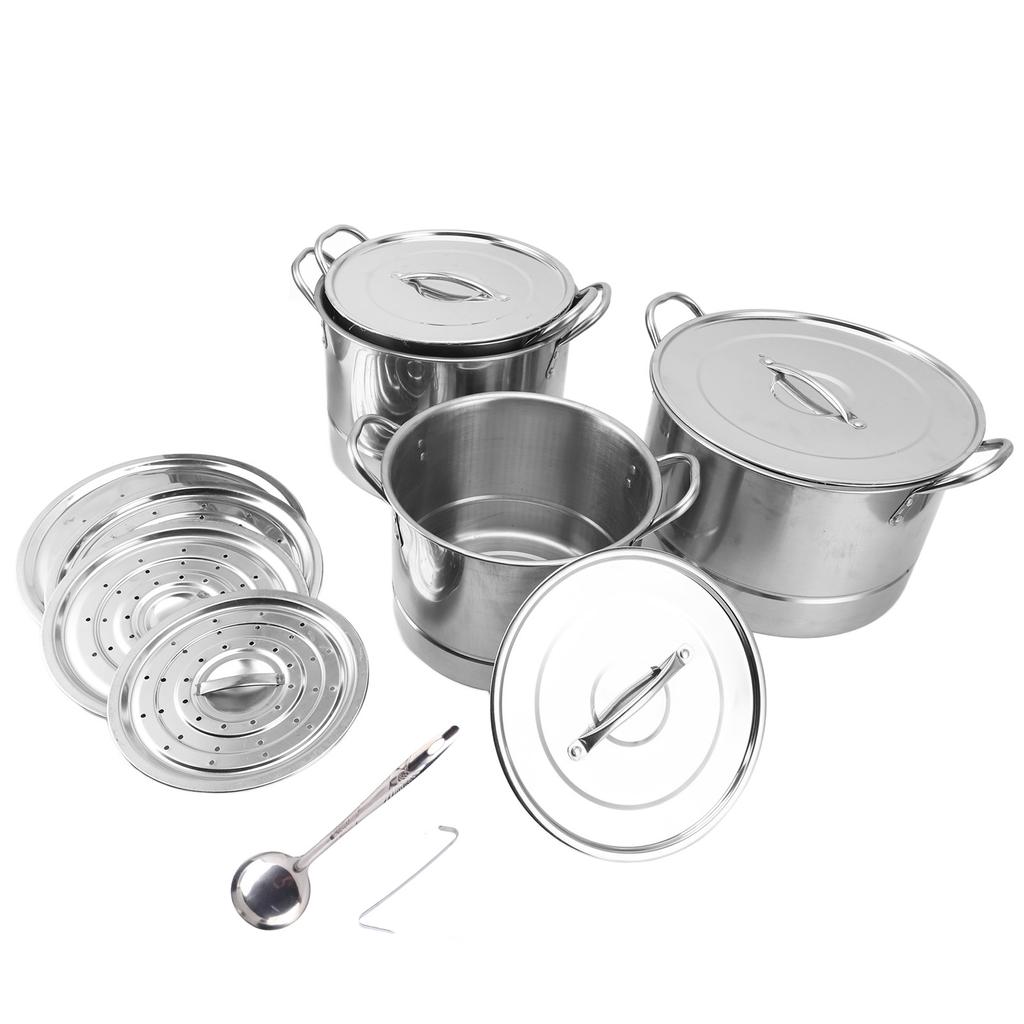 4PCS Soup Pot Set Stainless Steel Multipurpose Sauce Pot Kitchen Cookware with 8 Lids for Cooking St