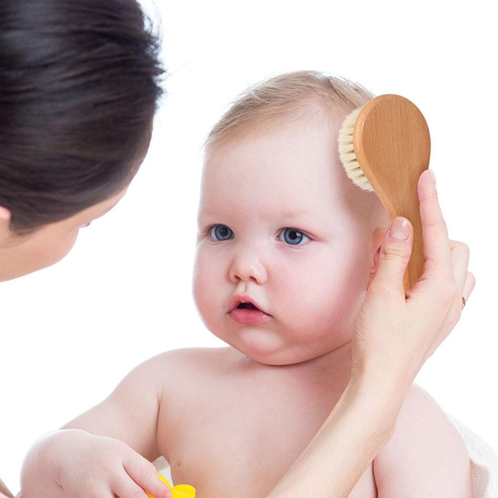 Newborns Baby Soft Hair Brush Ultra-Soft Natural Wool Bristles Brush Promotes Health Scalp Hair Growth For Hair Care Massage