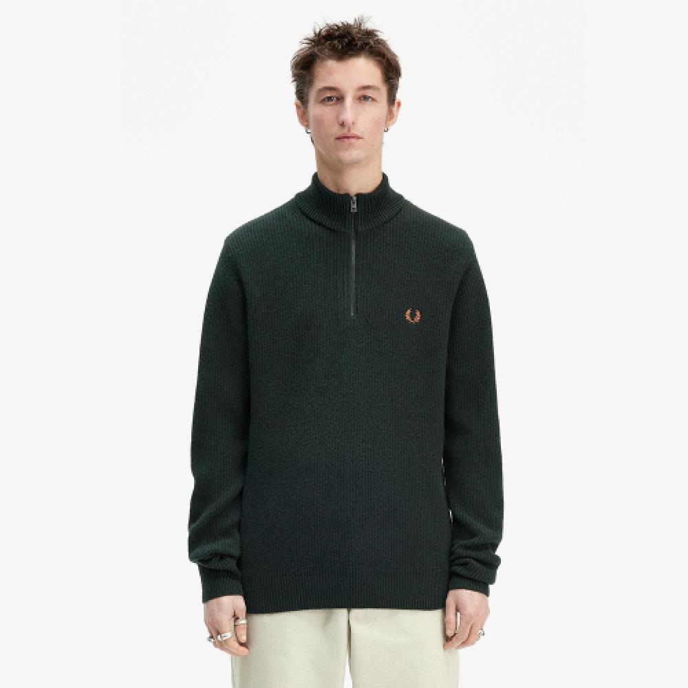 

Fred Perry [sharp] Textured Half Zip Knit Night Green Afpm2436540 Q20 XL