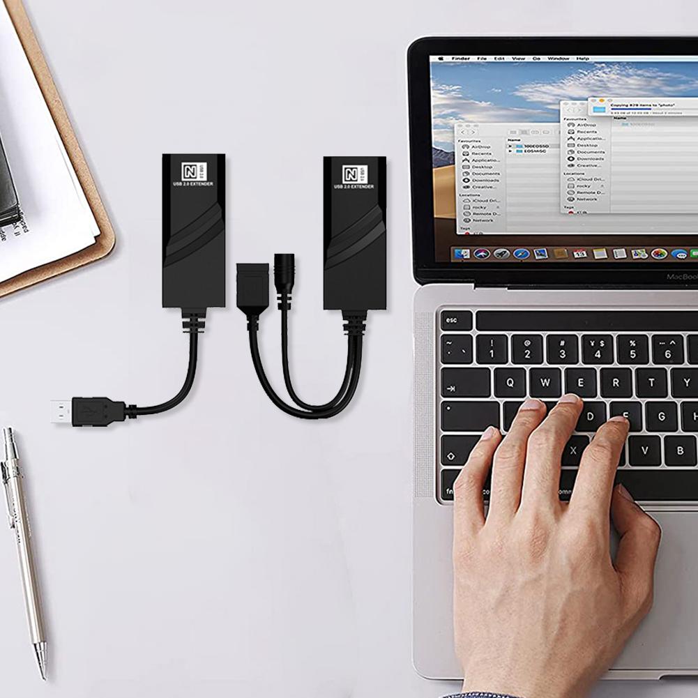 USB Ethernet Extender with Power Adapter Ethernet Extension Cable Connections Up To 100m for Camera Mouse Keyboard