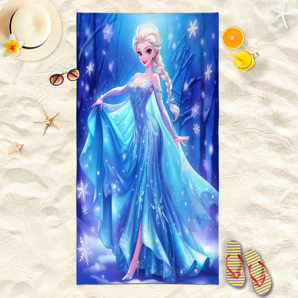 Princess Style Cartoon Printed Microfiber Beach Towel Soft Water Absorbent Bath Towel For Girls