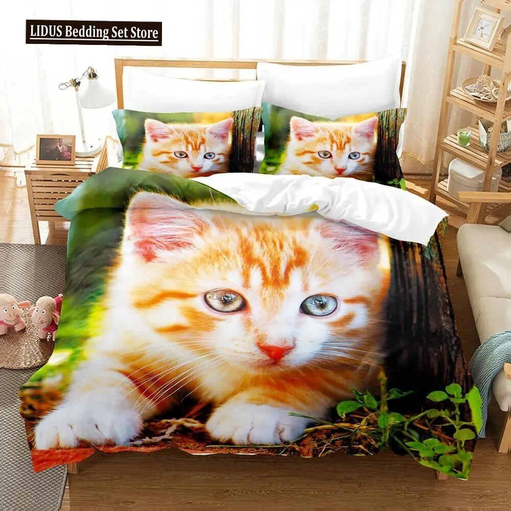 Cat Duvet Cover Collection Cat Lover Gifts Bedding For Women Cute Kitten Pattern Bedroom Decor Twin Double Queen King Size Quilt Cover