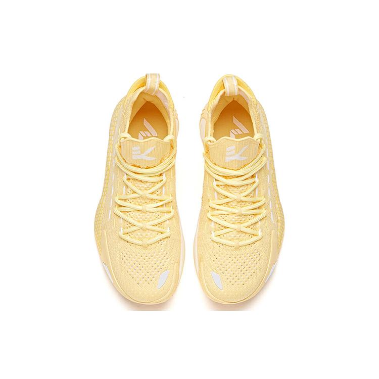 PECHOIN X Anta Cushioning Slip Resistant Abrasion Resistant Mid Top Basketball Shoes Women's Yellow White 122021102-2