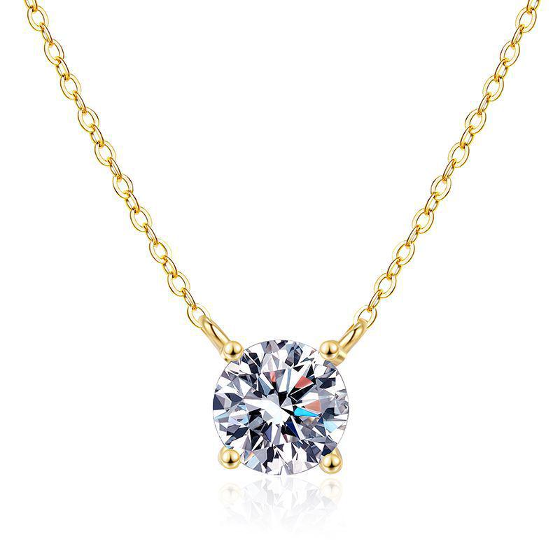 3 Carat Moissanite S925 Silver Four-Claw Pendant Necklace for Women