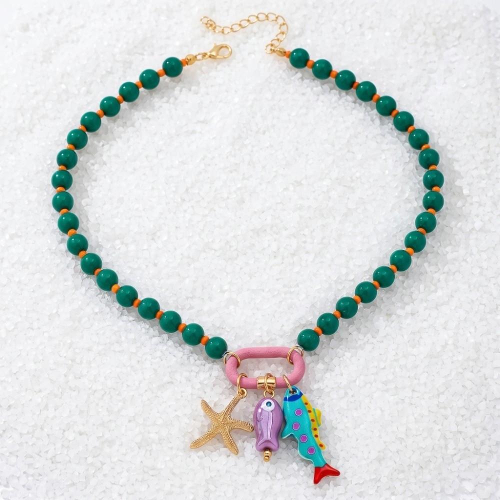 Adjustable Starfish Charms Necklace Sea Series Beach Beaded Necklace Holiday