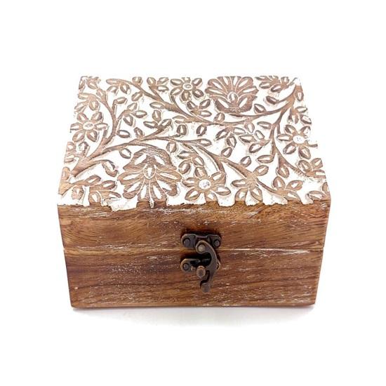 Cutie de bijuterii decorativă din lemn 17,78 cm Cutie de cadou lucrată manual Cutie de ambalaj