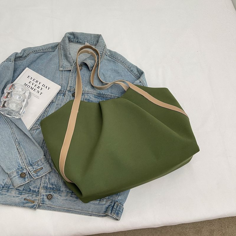 New large-capacity canvas tote bag casual solid color shoulder bag student backpack simple going out commuting handbag