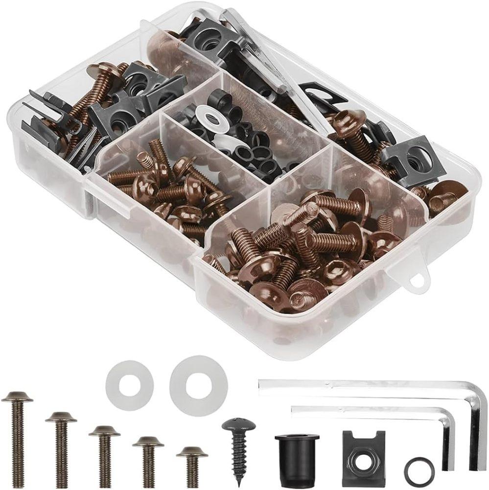 

177 шт./кор. алюминиевые винты для ветрового стекла, цветные крепежные винты, набор болтов для обтекателя мотоцикла, модифицированные детали для мотоцикла коричневый