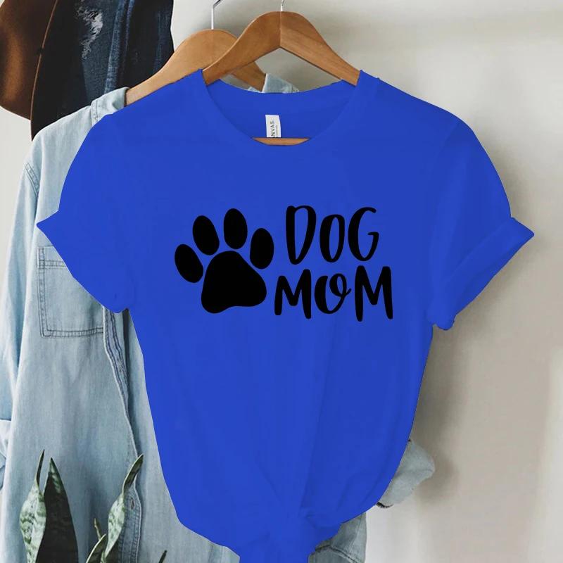 Dam T-shirt Hundtassar Mamma Tryck T-shirt Dam Kortärmad O-Hals T-shirt Damer Ledig Skjorta Kläder Toppar Hundtassar Mamma Tee