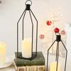 Set Of 2 Minimalist Black Iron Candle Holders Home Table Decor Outdoor Garden Lantern