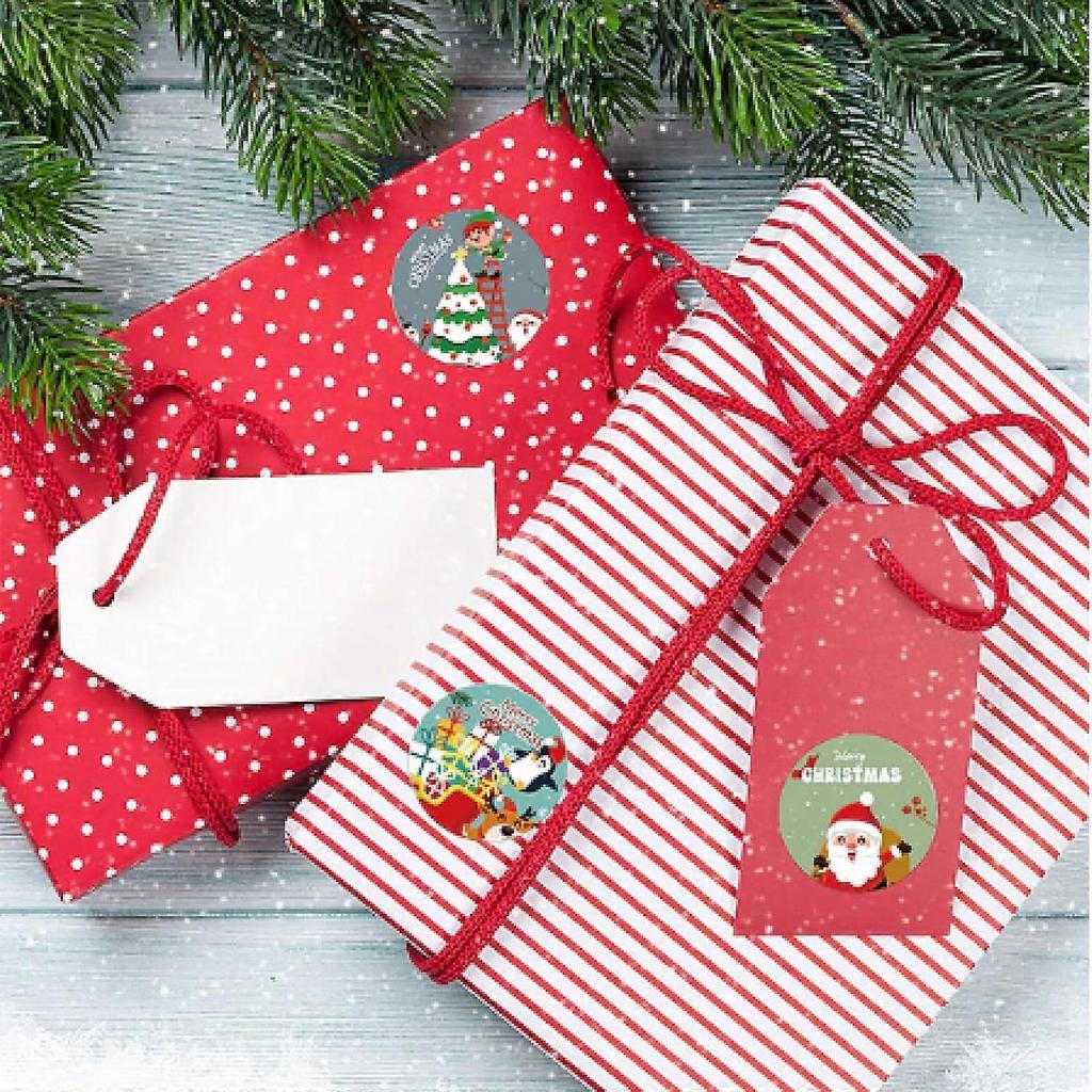 500PCS/Pack 1Inch Merry Christmas Stickers Christmas Tree Elk Candy Bag Sealing Sticker Christmas Gifts Box Label New Year