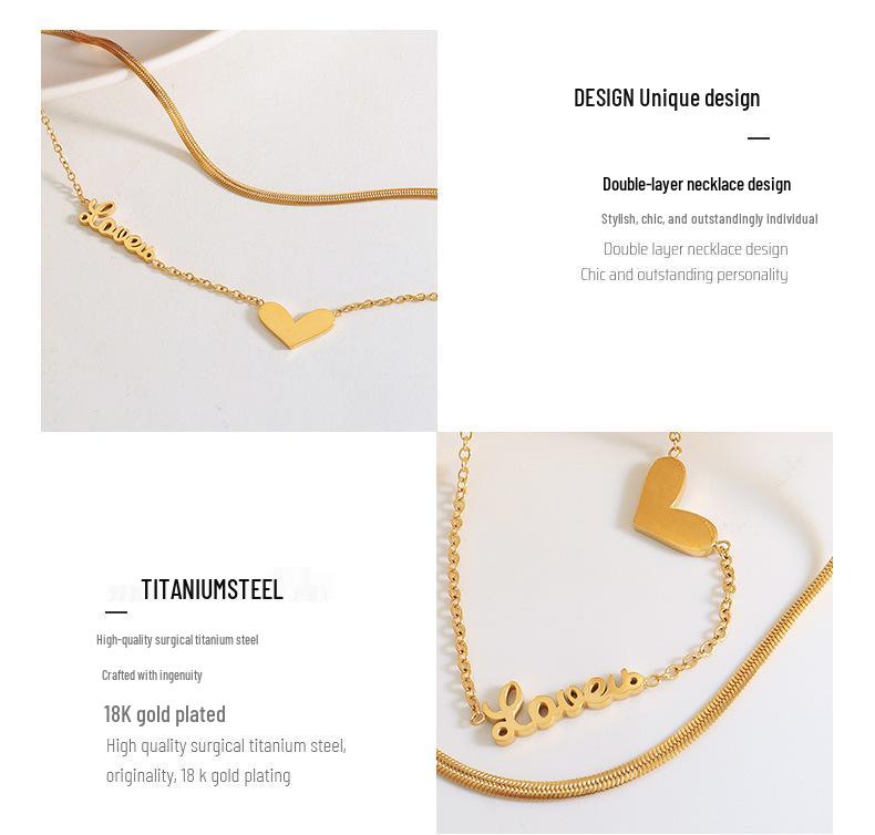 European Double Layer Heart Necklace for Women - Trendy Spicy Girl Clavicle Chain