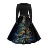 Women's Fashionable And Elegant  Winter Long-sleeved Christmas Tree Print Dress