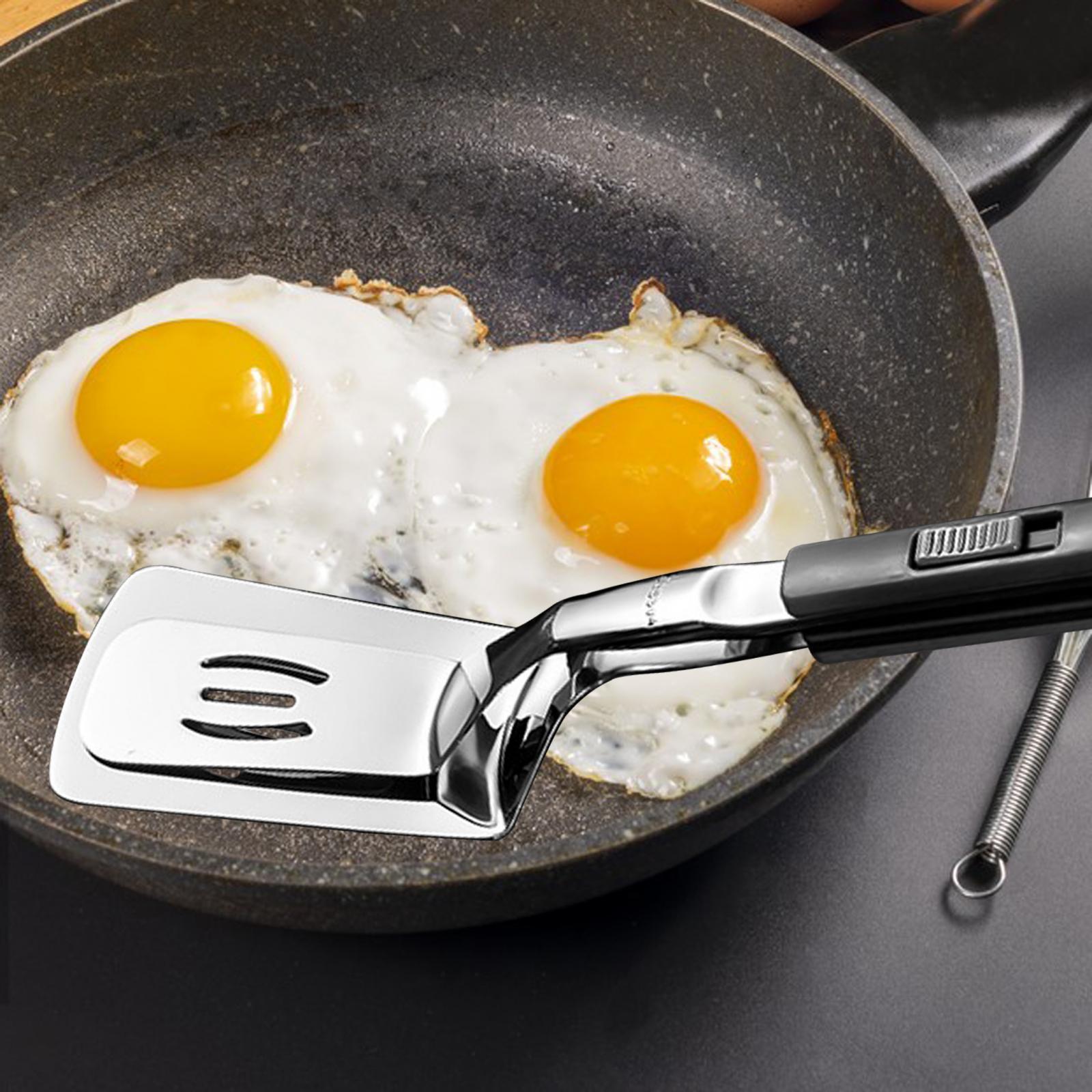 

Stainless Steel Spatula Tongs Multipurpose Gripper Bread Clip Fried Steak Clamp for Burgers BBQ Beefsteak Fillets Cooking сірий колір