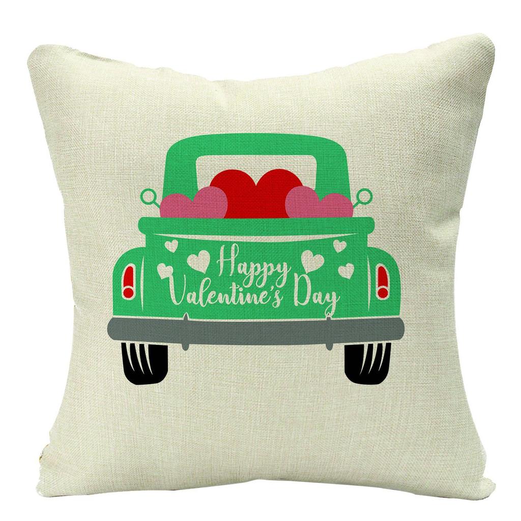 Plaid Valentine's Day Theme Linen Pillow Cover Home Sofa Pillow Cushion Hair Cover