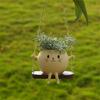 Creative Rocking Feline Planter Resin Swing Chair Design Decorative Flower Pot Fit for Modern Garden Weather Resistant