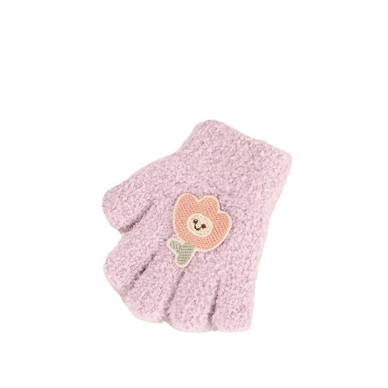 Luvas de Inverno Infantis Fofas de Urso Estilo Coreano - Quentes, À Prova de Frio, Design de Cinco Dedos para Meninos e Meninas