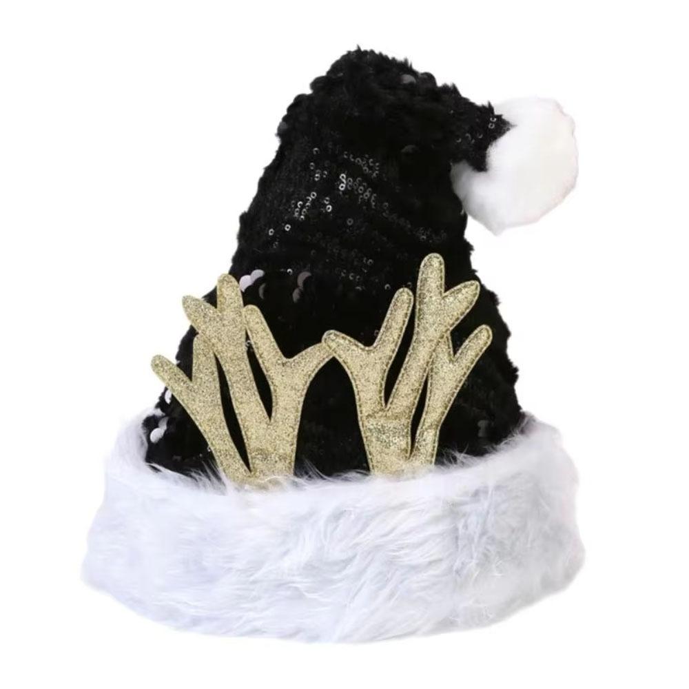 

Polyester Plush Reindeers Antlers Hat Soft Comfortable Santa Hat Various Ages чорний