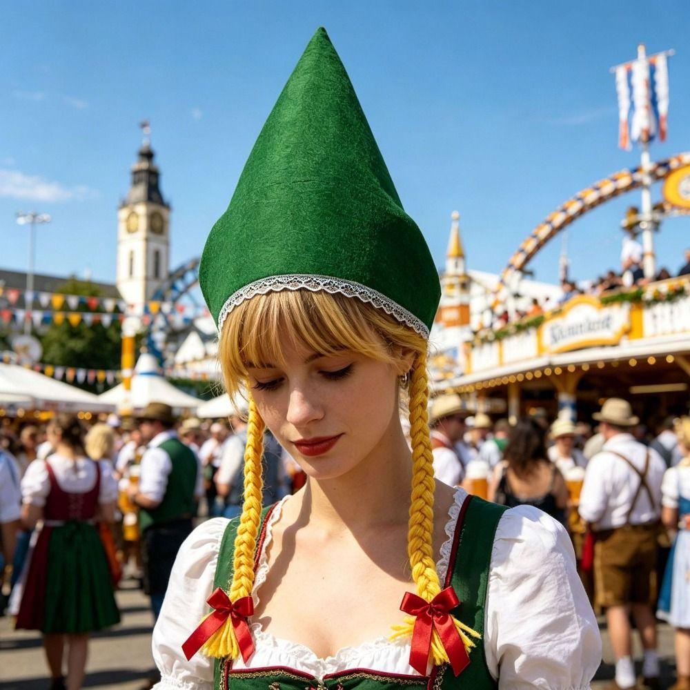 With Braids Party Hat Polyester Festival Costume Accessory High Quality Oktoberfest Hat  Party