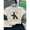 European Sizes 2026 New Fashion Y2K Women'S Short T-Shirt | Easy Letter K Print, Cute and Cool, Breathable Fabric, Ideal for Spring/Summer