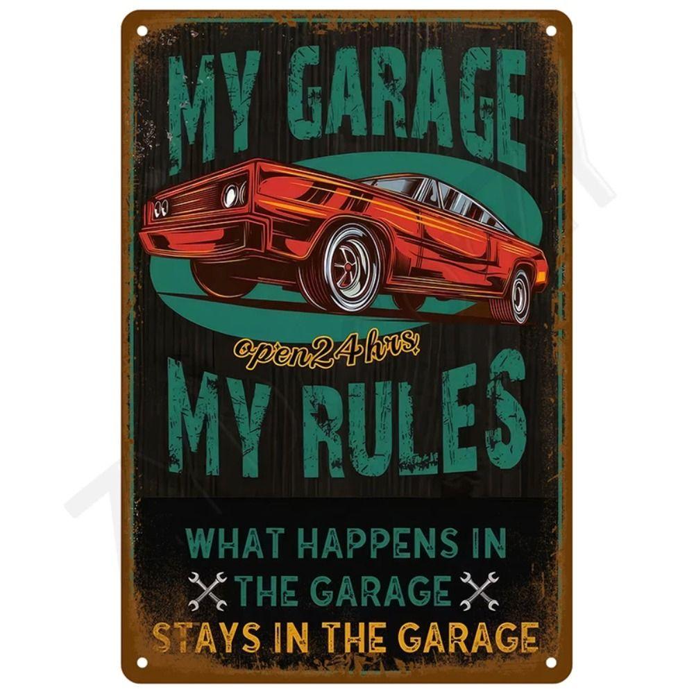 Garage Bar Metal Wall Sign, Auto Interior Decor Plaque 20x30cm