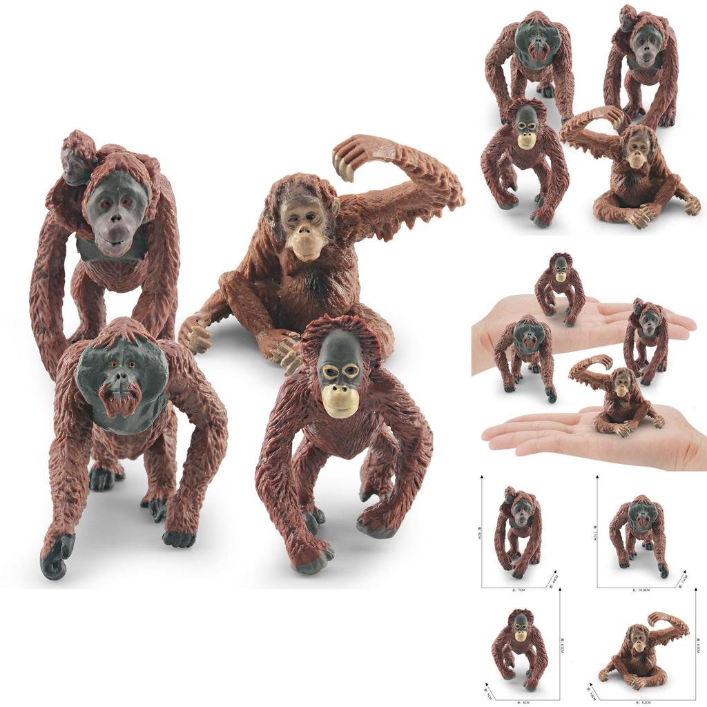 Lifelike Pvc Orangutan Model Collection With Detailed Features For Unique Desk Decor
