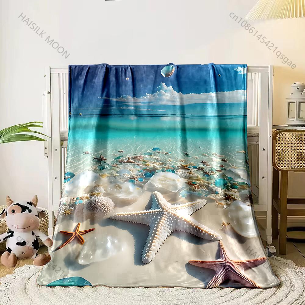 1PC Starfish and clear bubbles Print Adult Children Warm Blankets Home Travel Car Soft and Comfortable Suitable for all seasons