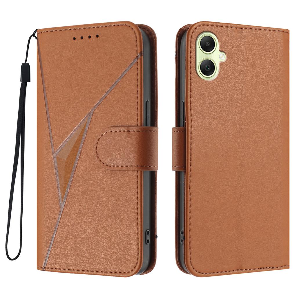 For Samsung Galaxy A07 Deksel Triangelimprint Lær Telefondeksel med Lanyard