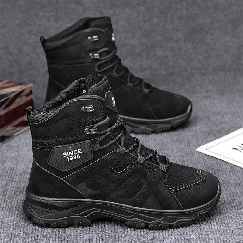 

Осень и зима новые высокие уличные спортивные дорожные непродуваемые ботинки Мартина модные ретро на шнуровке для увеличения тренда мужских ботинок 44