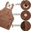 Durable Cotton Canvas Apron w/ Pockets for Woodworking, Electrician, Gardening. Adjustable Leather Straps & Metal Buckles.