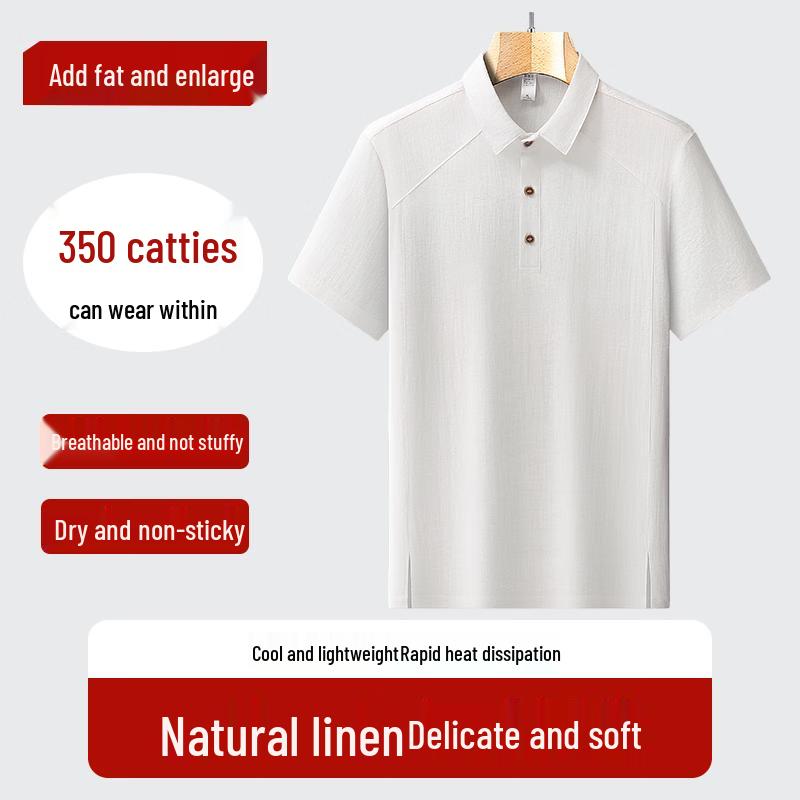 Men s Plus Size Linen Blend Short Sleeve Polo Shirt 2XL