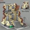 WW2 MOC Ruins Building Blocks Destroyed House War Scene Gunfight Guard Abandoned Construction Bricks Assemble Toys Boys Gift