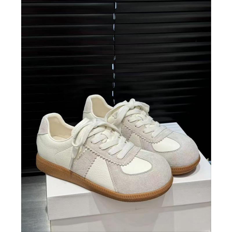 

New leather big head bread shoes doll head casual shoes board shoes sports shoes flat women s shoes 35 бежевый