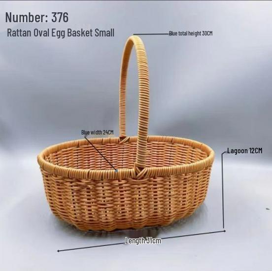 Pastoral Hand-Woven Rattan Willow Flower Basket Souvenir